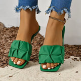 AITANA™ | SANDALIAS PLANAS BLANCAS FRUNCIDAS