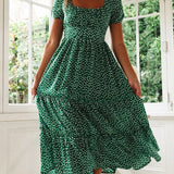 SOFÍA™ | VESTIDO LARGO PLISADO ROMÁNTICO VERDE