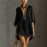 CARLA™ | VESTIDO CORTO BOHO CHIC NEGRO