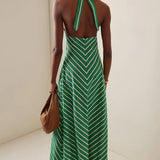 BEATRIZ™ | VESTIDO MIDI CUELLO HALTER VERDE