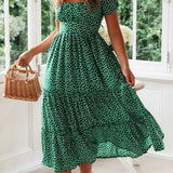 SOFÍA™ | VESTIDO LARGO PLISADO ROMÁNTICO VERDE
