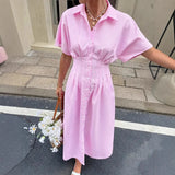 MARTA™ | VESTIDO CAMISERO MIDI AZUL PASTEL