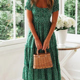 SOFÍA™ | VESTIDO LARGO PLISADO ROMÁNTICO VERDE