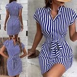CARMEN™ | VESTIDO CAMISERO RAYAS CON CINTURÓN