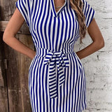 CARMEN™ | VESTIDO CAMISERO RAYAS CON CINTURÓN