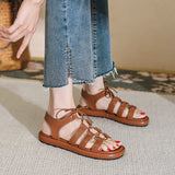 INÉS™ | SANDALIAS GLADIADORAS MARRÓN EN CUERO
