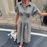 MARTA™ | VESTIDO CAMISERO MIDI AZUL PASTEL