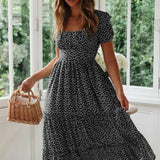 SOFÍA™ | VESTIDO LARGO PLISADO ROMÁNTICO VERDE