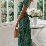 SOFÍA™ | VESTIDO LARGO PLISADO ROMÁNTICO VERDE