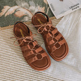 INÉS™ | SANDALIAS GLADIADORAS MARRÓN EN CUERO