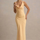 BLANCA™ | VESTIDO LARGO SATINADO TIRANTES CELESTE