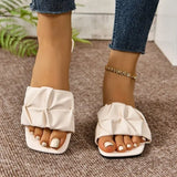 AITANA™ | SANDALIAS PLANAS BLANCAS FRUNCIDAS