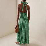 BEATRIZ™ | VESTIDO MIDI CUELLO HALTER VERDE