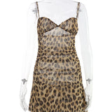 JIMENA™ | VESTIDO CORTO ESTAMPADO LEOPARDO CON VOLANTES