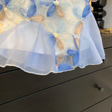 PAULA™ | VESTIDO MIDI FLUIDO ESTAMPADO AZUL