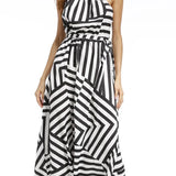 MARTINA™ | VESTIDO MIDI ESTAMPADO RAYAS GEOMÉTRICAS