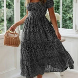 VALERIA™ | VESTIDO MIDI VINTAGE VOLANTES VERDE