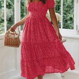 VALERIA™ | VESTIDO MIDI VINTAGE VOLANTES VERDE