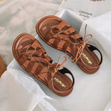 INÉS™ | SANDALIAS GLADIADORAS MARRÓN EN CUERO
