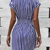 CARMEN™ | VESTIDO CAMISERO RAYAS CON CINTURÓN